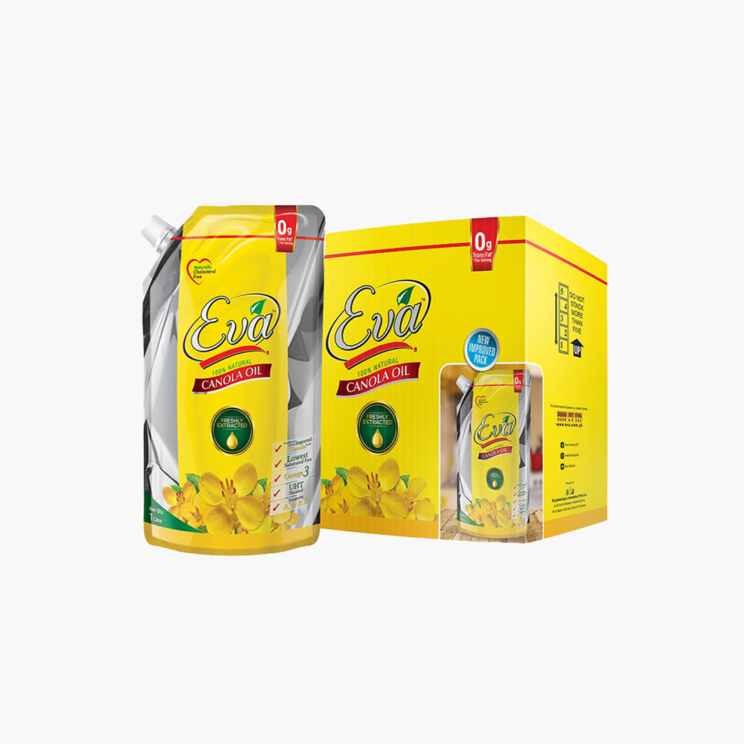 Eva Canola Oil 1 Litre x 5 Stand up Pouch Carton